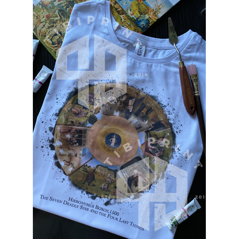Футболка біла TiBi print Ієронім Босх "Сім смертних гріхів" XL