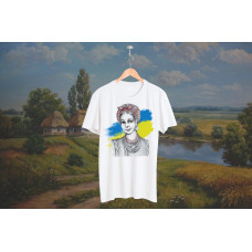 Футболка жіноча біла TiBi print українка "Мотря" L