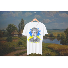 Футболка жіноча біла TiBi print українка "Соломія" L