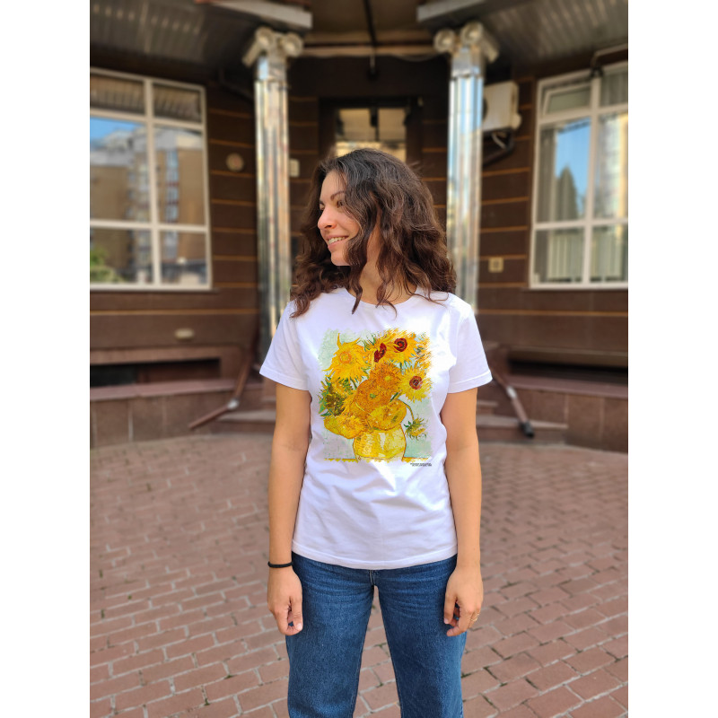 Футболка біла TiBi print Ван Гог "Соняхи" M