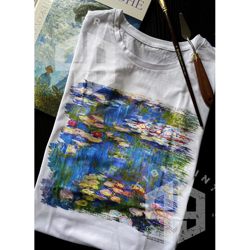 Футболка біла TiBi print Клод Моне "Водяні лілії" L