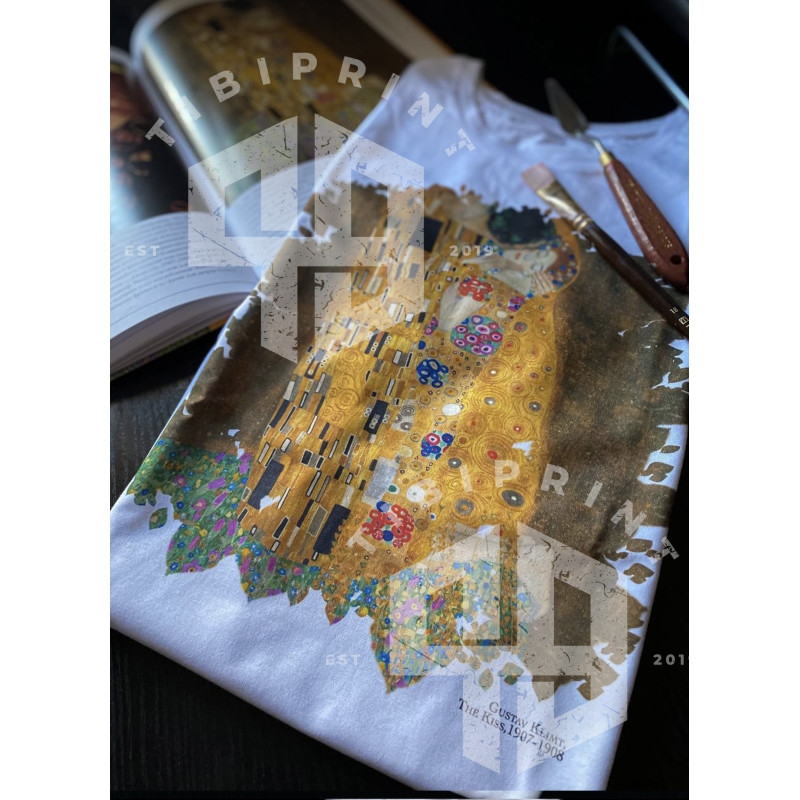 Футболка біла TiBi print Густав Клінт "Поцілунок" M